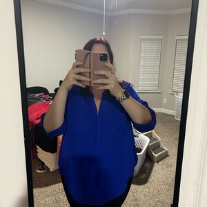 Torrid electric blue three-quarter sleeve Harper blouse